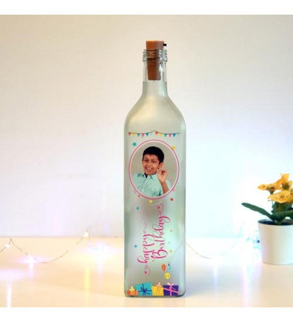 Personalized Glass Bottle with LED Light Night Table Lamp