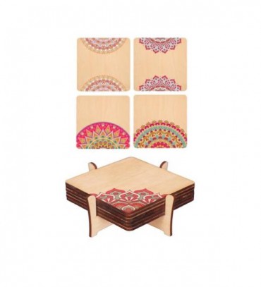 Decorative Theme Wooden Coasters, Mandala Theme