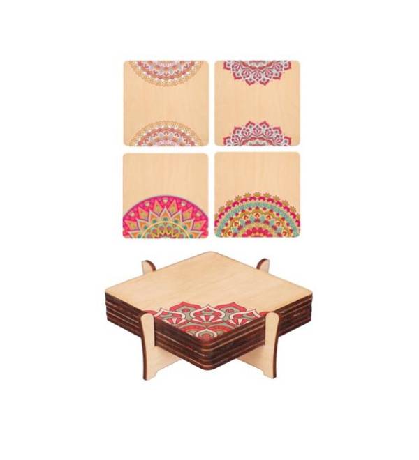 Decorative Theme Wooden Coasters, Mandala Theme