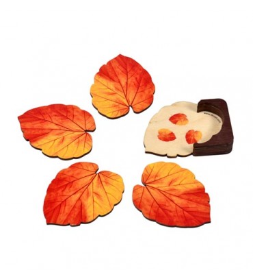 Leaf Decorative Wooden Coasters for Home Dining & Office Table Desk