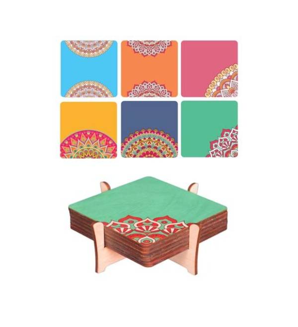 Decorative Theme Wooden Coasters, Mandala Theme