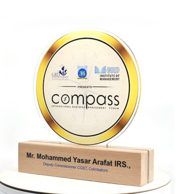 Clear Acrylic with Gold Trophy Compass