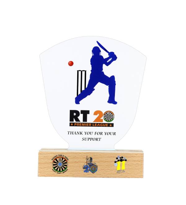 Clear Acrylic Trophy Cricket Sheild