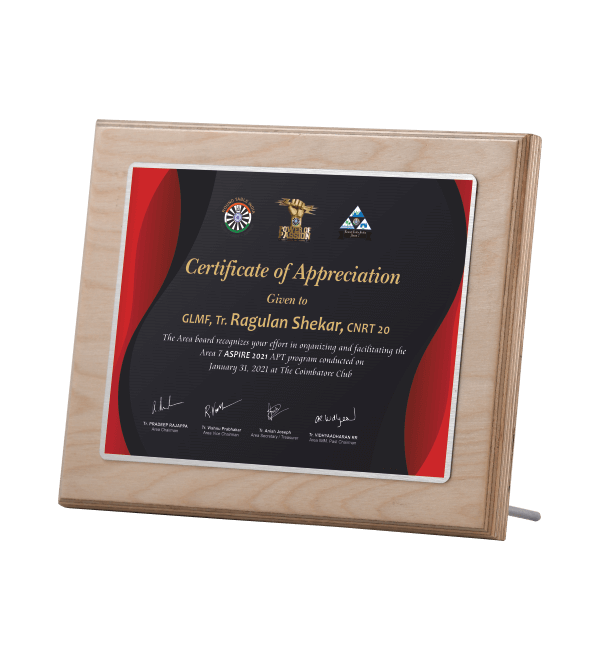 Wood Sublimation Printed Certificate for Club