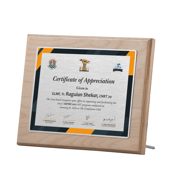 Wood Sublimation Printed Certificate for Club