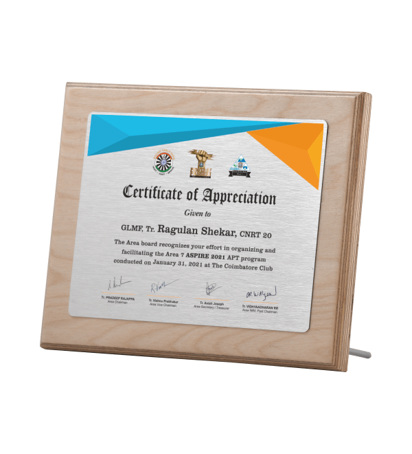 Wood Sublimation Printed Certificate for Club