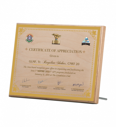 Wooden Printed Certificate for Club | A3