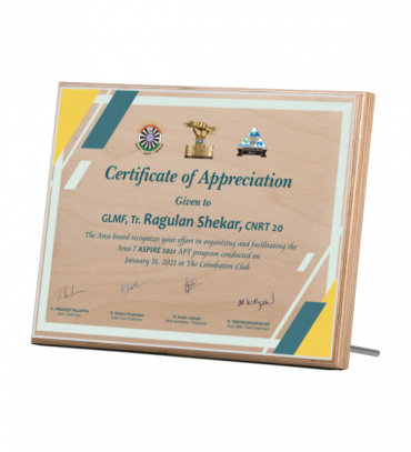 Wooden Printed Certificate for Club | A3
