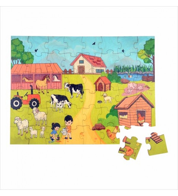 Farm Theme Puzzles for Kids, 48 Piece Wooden Jigsaw Toys