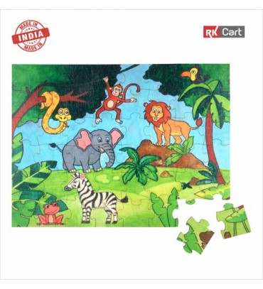 Jungle theme puzzles for kids, 48 pieces wooden jigsaw toys
