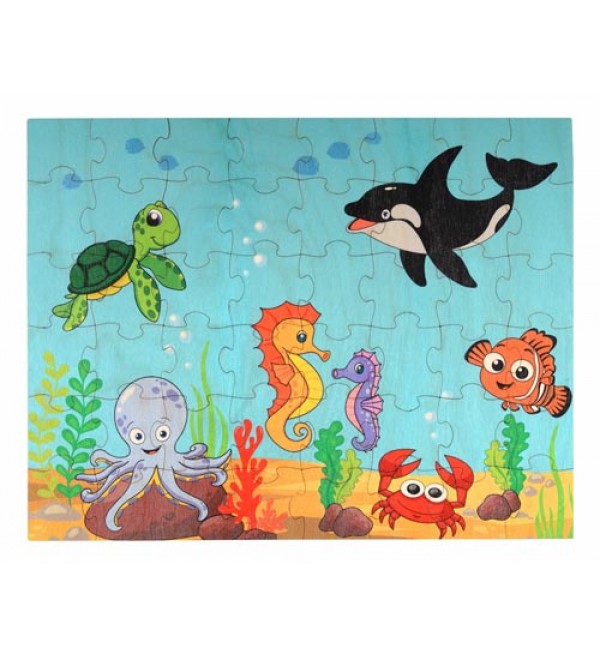 Ocean theme puzzles for kids, 48 piece wooden jigsaw toys