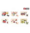 Transport Simple Puzzles for Kids, 4 Piece Wooden Jigsaw  Toys, Set of 6