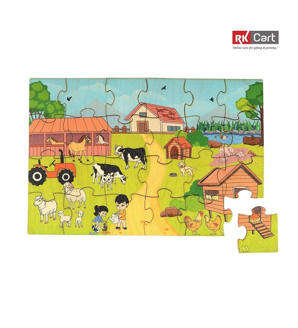 Farm Theme Puzzles for Kids, 24 Piece Wooden Jigsaw Toys