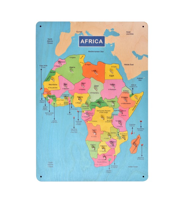 Africa map wooden puzzle board for kids