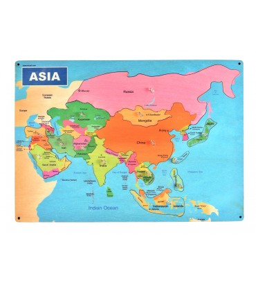 Asia map wooden puzzle board for kids