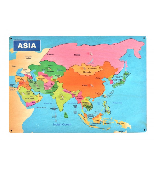 Asia map wooden puzzle board for kids