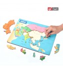 Asia map wooden puzzle board for kids