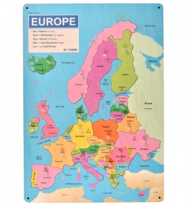 Europe map wooden puzzle board for kids