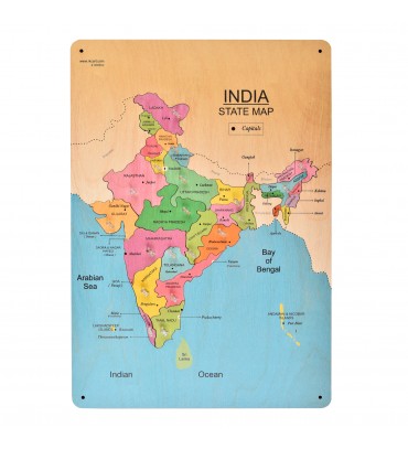 Indian map wooden puzzle board for kids