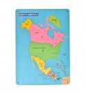 North America map wooden puzzle board for kids