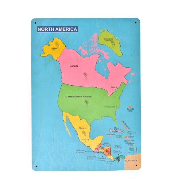 North America map wooden puzzle board for kids