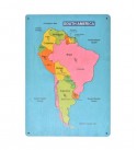 South America map wooden puzzle board for kids