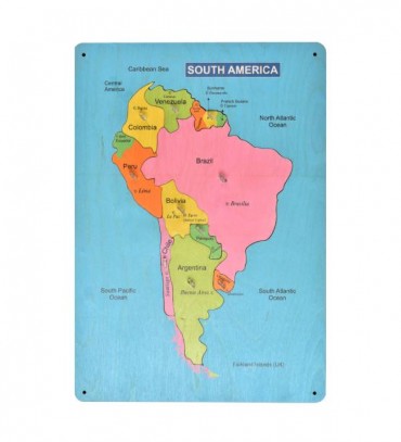 South America map wooden puzzle board for kids