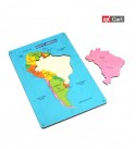 South America map wooden puzzle board for kids