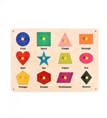 Wooden Geometric Shapes Peg Board Educational Montessori Preschool Toys for Kids