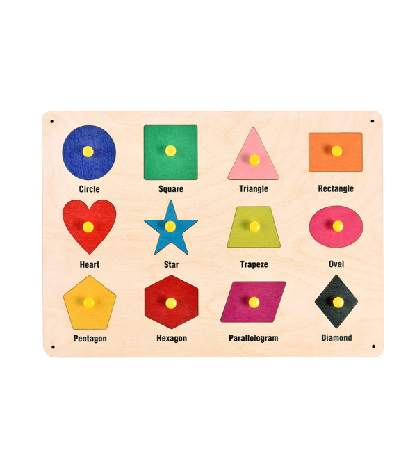 Wooden Geometric Shapes Peg Board Educational Montessori Preschool Toys for Kids