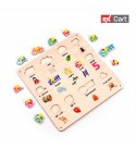 Tamil Vowels Wooden Puzzle with Knob - Tamil Consonants with Matching Pictures