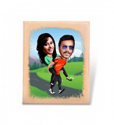 Trending Wooden Caricature for Couple