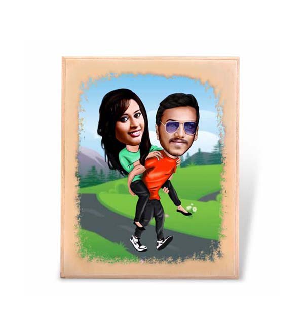 Trending Wooden Caricature for Couple