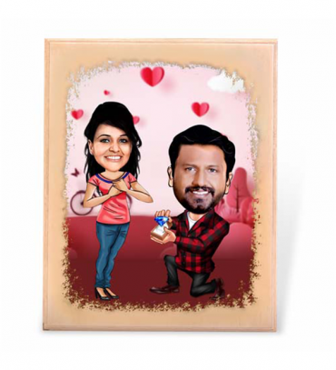 Trending Wooden Caricature for Couple