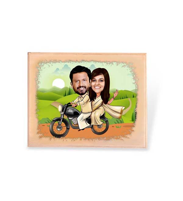 Trending Wooden Caricature for Couple