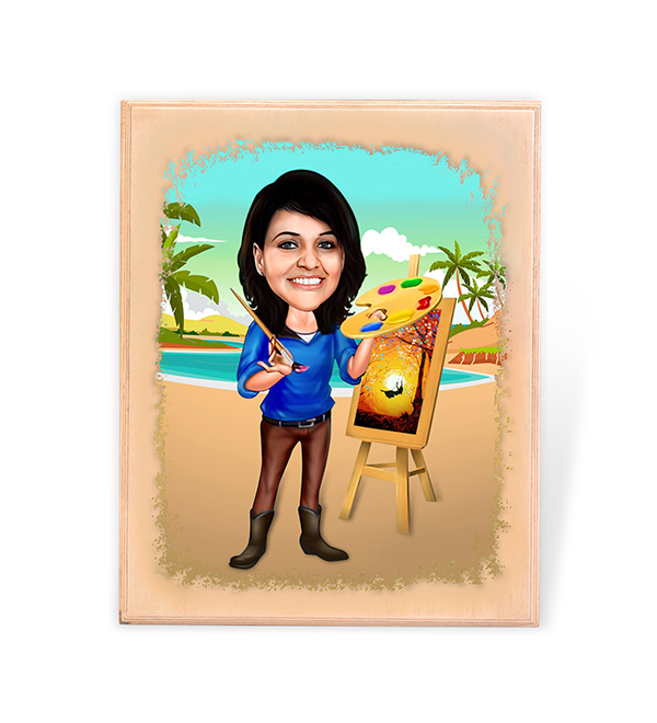 Wooden printed caricature for girls