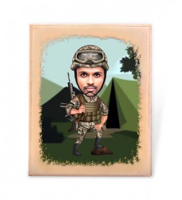 Wooden printed caricature | Army Theme for Boys