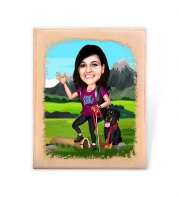 Wooden printed caricature | Trekking Theme for Girls