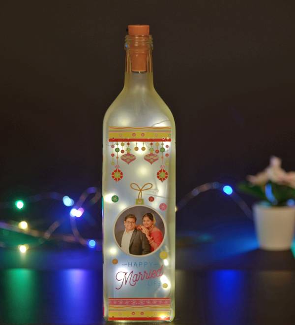 Personalized Glass Bottle with LED Light Night Table Lamp - RK-BT-WA01