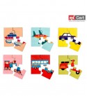 Transport Premium Puzzles for Kids, 4 Piece Wooden Jigsaw Toys, Set of 6