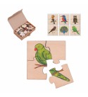 Birds Simple Puzzles for Kids, 4 Piece Wooden Jigsaw Toys, Set of 6