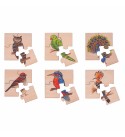 Birds Simple Puzzles for Kids, 4 Piece Wooden Jigsaw Toys, Set of 6