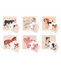 Farm animals premium puzzles for kids, 4 piece wooden toys, Set of 6