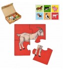 Farm animals premium puzzles for kids, 4 piece wooden jigsaw toys, Set of 6