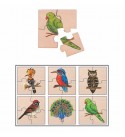 Birds Simple Puzzles for Kids, 4 Piece Wooden Jigsaw Toys, Set of 6