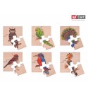 Birds Simple Puzzles for Kids, 4 Piece Wooden Jigsaw Toys, Set of 6