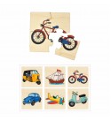Transport Simple Puzzles for Kids, 4 Piece Wooden Jigsaw Toys, Set of 6