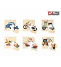Transport Simple Puzzles for Kids, 4 Piece Wooden Jigsaw Toys, Set of 6