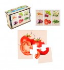 Vegetables Simple Puzzles for Kids, 4 Piece Wooden Jigsaw Toys, Set of 6