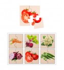 Vegetables Simple Puzzles for Kids, 4 Piece Wooden Jigsaw Toys, Set of 6